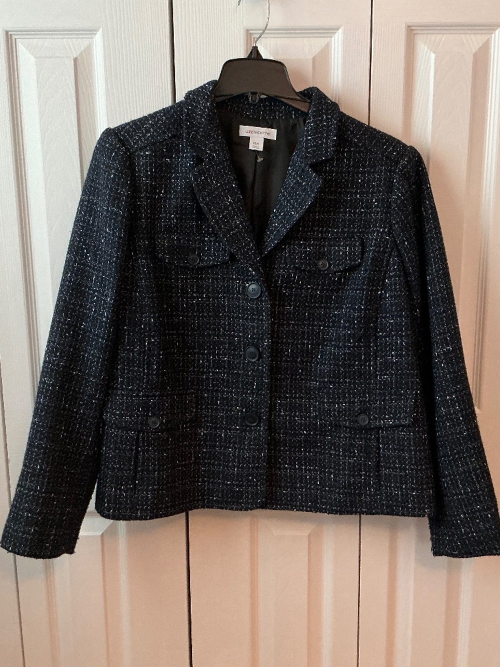 Worthington Woman Navy-Grey Tweed Blazer